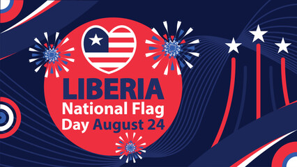 National Flag Day in Liberia vector banner design. Happy National Flag Day in Liberia modern minimal graphic poster illustration. - Powered by Adobe