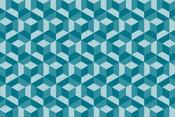 Pattern with turquoise blue hexagonal abstract 3d background vector illustration.