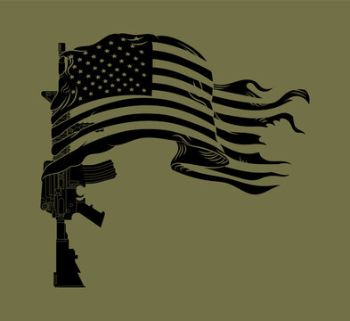 Usa Rifle Flag, Second Amendment, M4 carbine