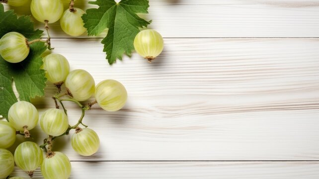 Fresh Organic Gooseberry Berry Photorealistic Horizontal Background. Healthy Vegetarian Diet. Ai Generated Backdrop with Copyspace. Juicy Gooseberry Berry.