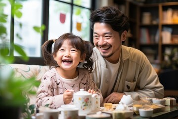 parent and child in cafe
