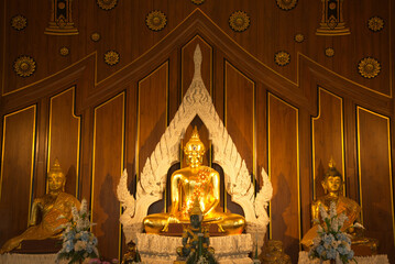 Luang Pho Mongkhon Nimit is Buddha of the posture of Mara, carved from the whole stone, aged more...