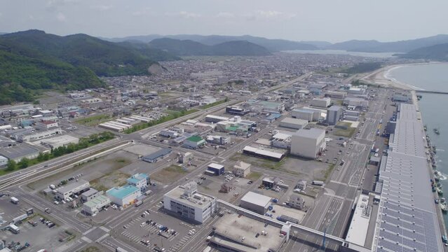 The City of Ishinomaki at Noon, Drone Shot Near Fish Market