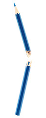 broken blue pencil isolated on transparent background