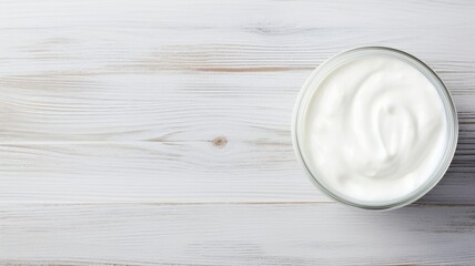 Fresh Organic Yogurt Dairy product Photorealistic Horizontal Background. Lactose And Protein Rich Food. Ai Generated Backdrop with Copyspace. Creamy Yogurt Dairy product.