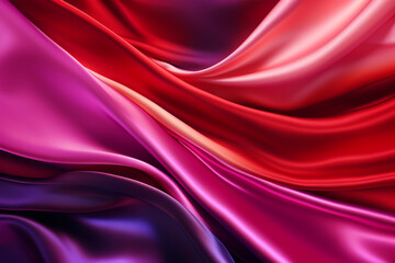 abstract background of red and blue satin fabric with some folds