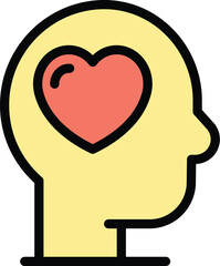 Mind in love icon outline vector. People health. Balance energy color flat