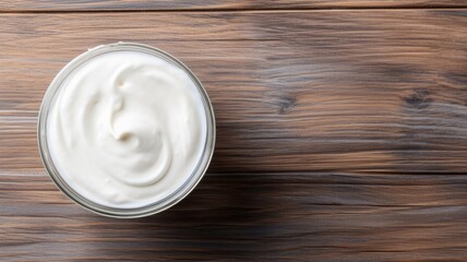 Fresh Organic Yogurt Dairy product Photorealistic Horizontal Background. Lactose And Protein Rich Food. Ai Generated Backdrop with Copyspace. Creamy Yogurt Dairy product.