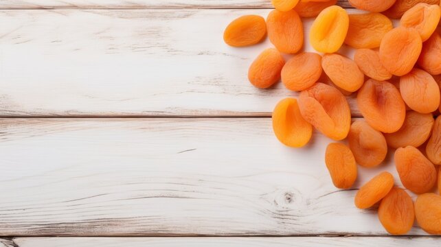Organic Dried Apricot Fruit Photorealistic Horizontal Background. Healthy Vegetarian Energy Snack. Ai Generated Backdrop with Copyspace. Chewy Dried Apricot Fruit.