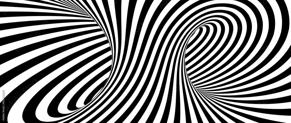 Poster abstract hypnotic spinning lines background. black and white vertical tunnel wallpaper. psychedelic 