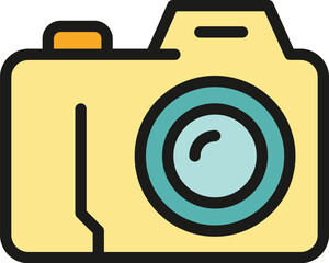 Photo camera editor icon outline vector. Data scale. Digital zoom color flat