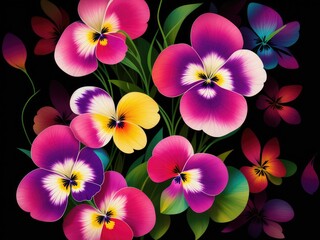 colourful Pansy floral pattern