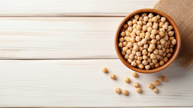 Organic Chickpeas Legumes Photorealistic Horizontal Background. Plant-based Protein, Vegetarian Food. Ai Generated Backdrop with Copyspace. Vegan Chickpeas Legumes.