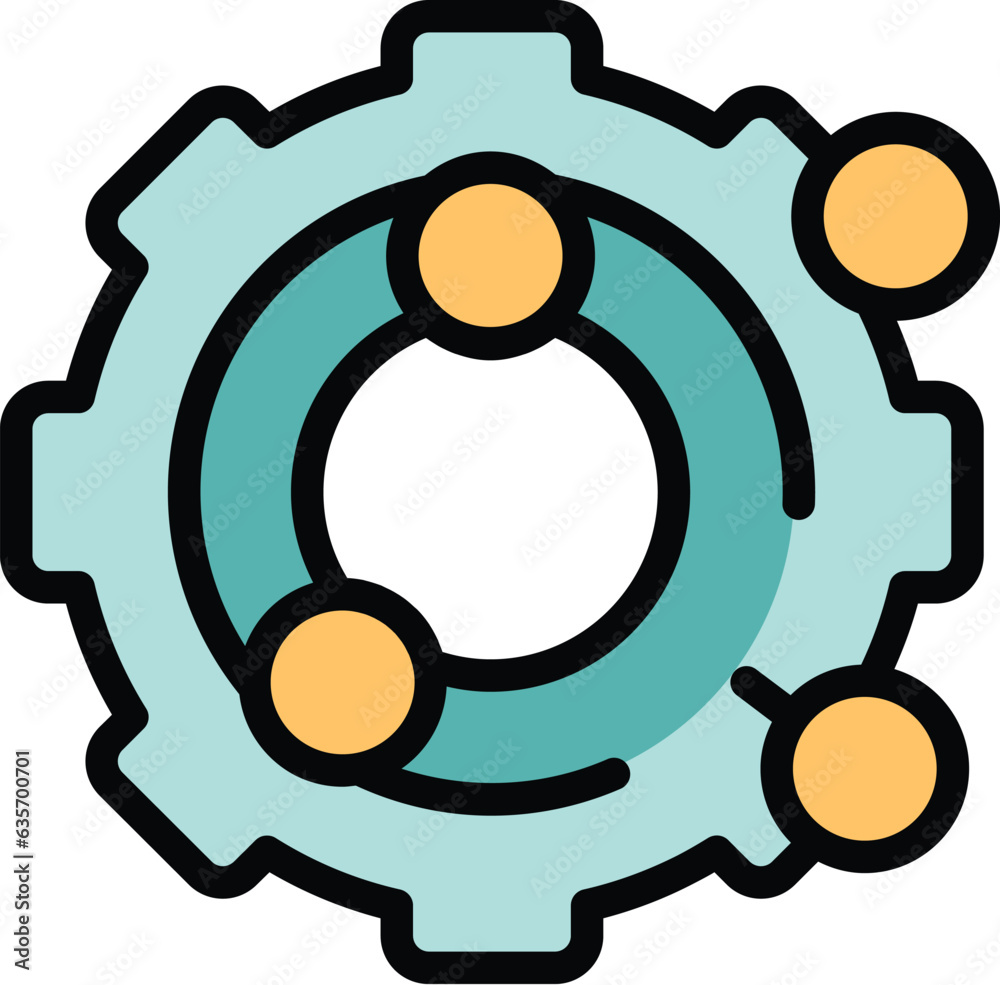 Wall mural gear skill level icon outline vector. personal goal. learn brain color flat