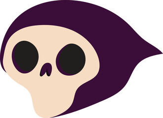 Spooky skull with hat halloween illustration