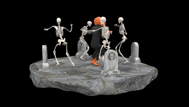 Halloween party dance - 3d render looped with alpha channel.

