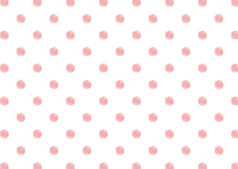クレヨンタッチ ドット 水玉模様 シームレスパターン/ピンク