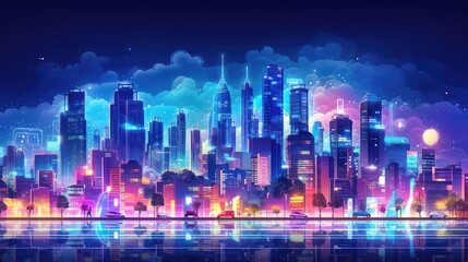 Abstract colorful light of modern city illustration 