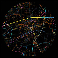 Colorful Map of Kamen, North Rhine-Westphalia with all major and minor roads.