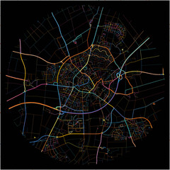 Obraz premium Colorful Map of Erkelenz, North Rhine-Westphalia with all major and minor roads.
