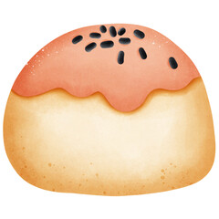 Single brown orange pastry mooncake illustration