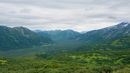 Naklejka na ściany i meble Scenery panoramic mountain landscape of Kamchatka Peninsula