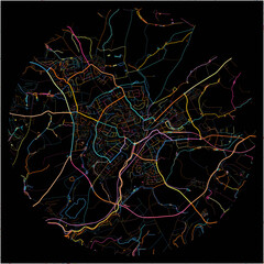 Colorful Map of Mettmann, North Rhine-Westphalia with all major and minor roads.