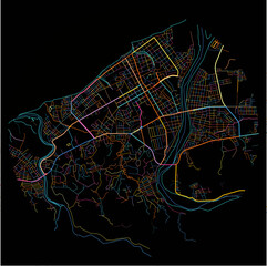 Colorful Map of LaCeiba, Atlántida with all major and minor roads.