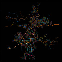 Colorful Map of Danli, El Paraíso with all major and minor roads.