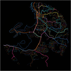 Colorful Map of Kingston, Saint James with all major and minor roads.