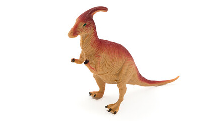 Plastic dinosaur toy isolated on white background