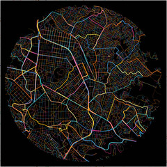 Colorful Map of Xalapa, Veracruz with all major and minor roads.
