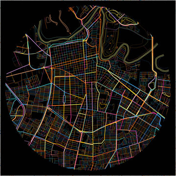 Colorful Map of Matamoros, Tamaulipas with all major and minor roads.