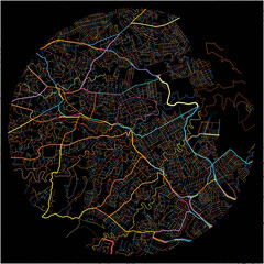 Colorful Map of CiudadNicolasRomero, México with all major and minor roads.