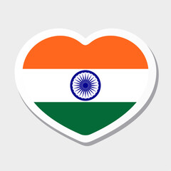 Flag of India icon. Vector heart sticker. Best for mobile apps, UI and web design.