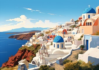 Fototapeta premium Santorini Serenity: Unveiling the Enchanting Beauty of the Aegean Gem
