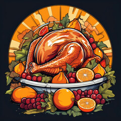 Clipart of Thanksgiving turkey dish