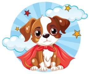 Foto auf Acrylglas Kinder Cute Dog Superhero Cartoon Character