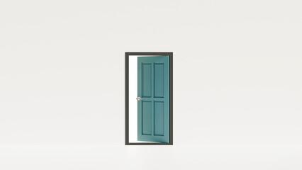 open door with white wall 3D rendering