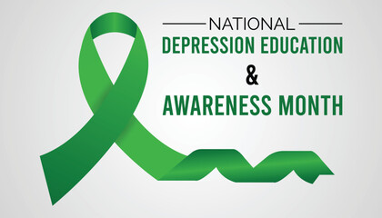 Vector illustration on the theme of national Depression education and awareness month observed each year during October greeting card, poster with background.