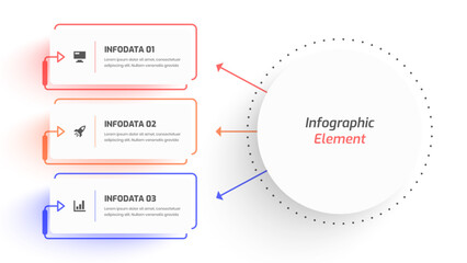 Vector Infographic Business with  Thin LineRectangle Label, Icon and 3 Options for Presentation