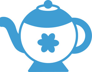 Digital png illustration of blue teapot icon on transparent background