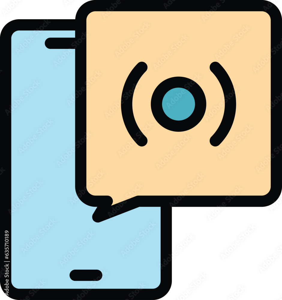 Poster touch message icon outline vector. app hand. mobile device color flat