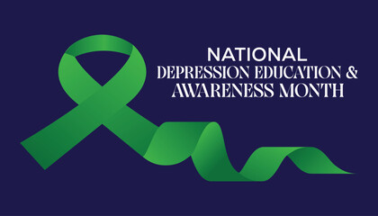 Vector illustration on the theme of national Depression education and awareness month observed each year during October greeting card, poster with background.