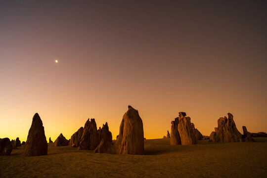 Twilight at The Pinnacles desert in Western Australia.