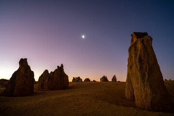 Twilight at The Pinnacles desert in Western Australia.