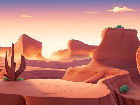 Vector seamless desert landscape. cartoon banner