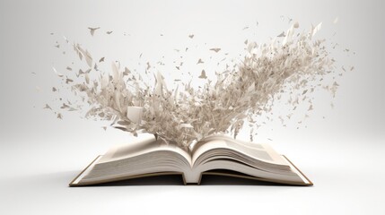 open book, white background, 3D rendering 
