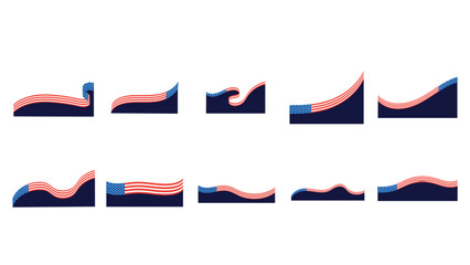 Wavy US Flag Border Set