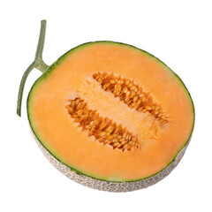 cantaloupe melon isolated on a transparent background.